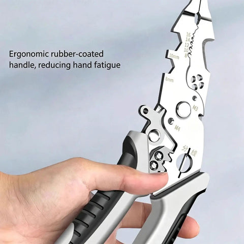 Heavy Duty Stainless Steel Wire Strippers And Cutting Pliers With Precision Notches for ergonomic grip and reduced hand fatigue.