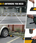 36 Inch Parking Curb 2 Pack Heavy Duty Rubber Garage Parking Stop Blocks for Cars SUVs and Trucks with Reflective Stripes installed