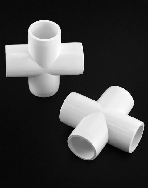 4 Way 1/2 Inch Cross PVC Fitting 10 Pack Connector Furniture Grade For DIY Furniture Projects And PVC Structures White With Glossy Finish