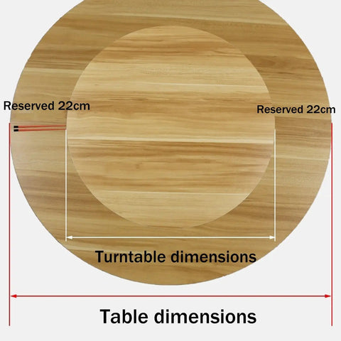 Effortless Spin Lazy Susan Turntable With Whisper Quiet Bearings And Polished White Maple Frame dimensions on a wooden background.