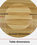 Rotating Lazy Susan For Dining Table Wooden Serving Turntable With Quiet Bearings No Fuss Swivel Tray Centerpiece Stand For Kicking Back Hours And Dinner Parties Black dimensions illustration showing reserved space and turntable measurements