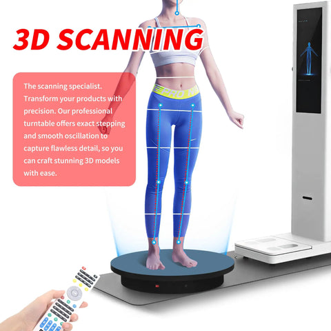 Foxvee Heavy Duty Motorized Turntable 23.6 Inch Remote Control Rotating Display Stand For 3D Scanning And Photography showcasing 3D model capture.