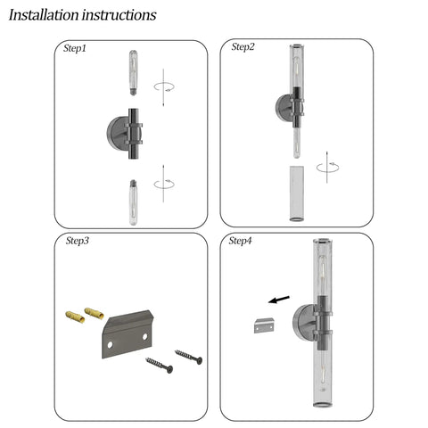 Installation steps for Battery Operated Wireless Wall Sconces With Remote 2 Pack Gold Dimmable Glass Wall Lights