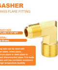 Dope Brass Tube Fitting Elbow Adapter Three Eighths Inch Flare To One Half Inch NPT Male Two Pack Corrosion Resistant Pipe Fitting