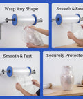 Straight Up Wall Mount Bubble Wrap Dispenser And Rock Solid Foam Roll Holder For Pro Level Packing Stations, showing bubble wrap application.