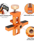 Pro Grade Cabinet Door Positioner Jig With 2 In 1 Versatility Aluminum Alloy Build showing dual scales and punching position