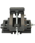 Heavy Duty 5 Inch Cross Slide Drill Press Vise For Woodworking Rock Solid Cast Iron Milling Fixture with visible adjustable cranks.