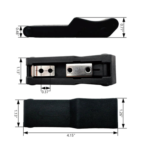 Flexible Rubber Draw Latch For Boat Coolers Soft Durable Replacement Kit Two Pack with dimensions and metal components visible.