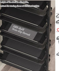 Premium Pullout Shoe Rack Organizer For Closet Adjustable Height Retractable Metal Stackable showing adjustable ABS shelves with non-slip thread.