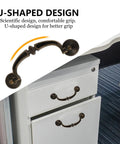 Close-up of Vintage Zinc Alloy Cabinet Pull Handles 4 Pack for Furniture Doors and Drawers Antique Style Cupboard Grips with U-shape.
