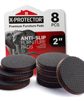 Non Slip Furniture Pads 8 Pack Premium 2 Inch Self Adhesive Rubber Feet Anti Skid Floor Protectors packaging with product