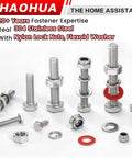 Must Have All In One Hex Head Bolt Kit M3 Through M6 With Nylon Lock Nuts And Washers, 304 stainless steel bolts and nuts