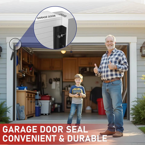 23 Ft Garage Door Weather Stripping Kit Top And Sides Heavy Duty TPE Seal Weatherproof Insulation reduces drafts dust and moisture