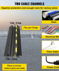 Two Channel Cable Protector Ramp Set Four Pack Modular Rubber Speed Bump Mats For Driveways Protect Wires And Cables