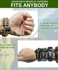 Four Pack Multi Color Paracord Survival Bracelets Five In One Kit with adjustable fastener and emergency tools