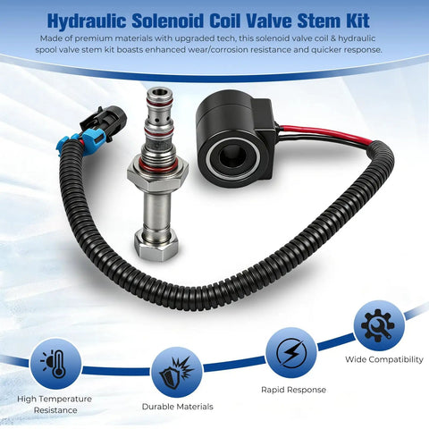 Solenoid Valve Coil And Hydraulic Spool Valve Stem Element Kit Pro Grade For Bobcat Skid Steer Loaders with coil and valve stem