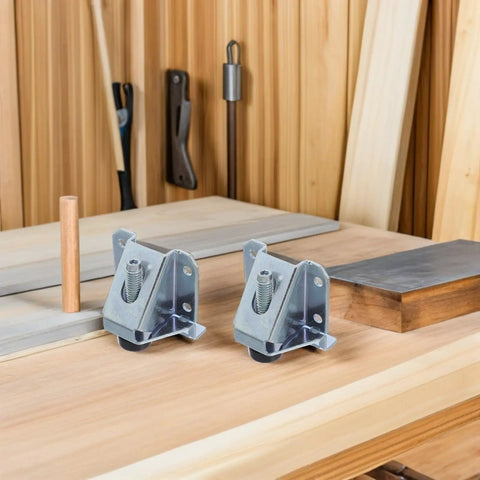 Adjustable Heavy Duty Furniture Leveling Feet With PVC Pads And Cold Rolled Steel Non Slip Floor Protectors For Chairs And Tables And Cabinets Sidemount Installation For Stable Even Surfaces On Uneven Floors, pair on wood surface
