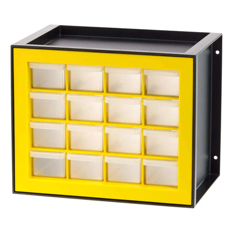Straightforward 16 Drawer Toolbox Organizer For Garage Desk Storage, 10.6x7x8.75in, plastic organizer in sunny yellow.
