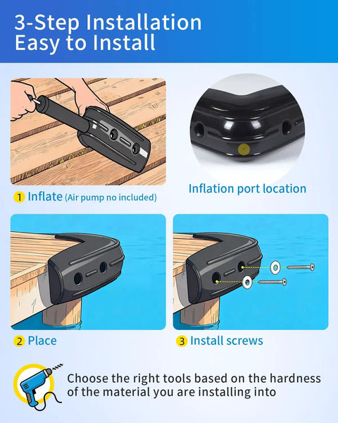 Hella Sturdy Marine Grade Dock Corner Bumpers Boss Level 10 6 Inch Inflatable Boat Hull Protectors For 90 Degree Angles installation steps.