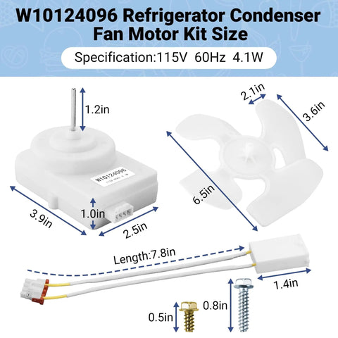 Condenser Fan Motor Kit For Fridge DIY Friendly Easy Install Includes Fan Motor Blade Wire Harness And Screws