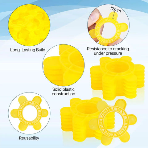 200 Pack 6 In 1 Hexagon Tile Spacers For DIY Pros, 1mm To 5mm Gaps, Large 2.64 Inch Reusable Plastic Tile Leveling Shims