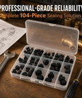 Super Cool 104 Piece Silicone Rubber Hole Plug Kit With 9 Sizes T-Type Black Waterproof Caps For Pipes Tubes And Electrical Wiring Heat Resistant Flexible Reusable Sealing Tools Perfect For Home Gigs And DIY Projects in case