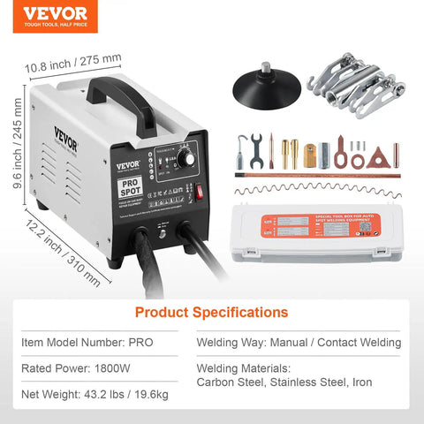 Stud Welder Dent Repair Kit 1.8KW Auto Body Spot Welder With Auto And Manual Weld Modes 110V Car Truck Dent Puller Machine