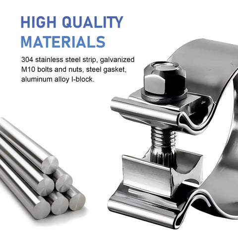 Heavy Duty 2.5 Inch Stainless Steel Narrow Band Exhaust Clamp O Type Clip close-up showing high quality materials