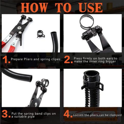 Do It All Hose Clamp Kit With 324 Pcs And 23 Size Range From 6 To 38 Millimeter Clamps, Includes Swivel Jaw Clamp Plier, usage steps