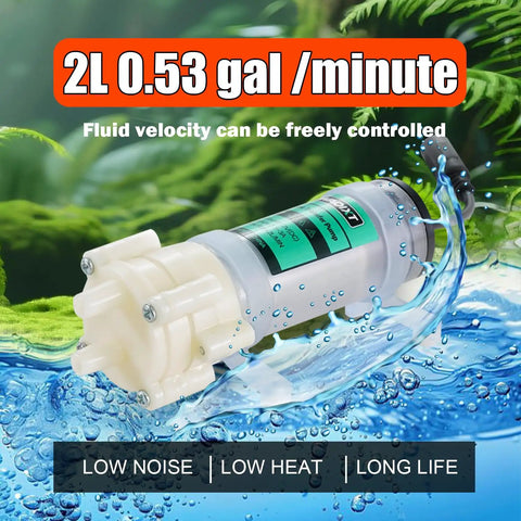 Top Notch Food Grade Self Priming Diaphragm Water Pump For Hassle Free Beverage Transfer With Adjustable Speed Control Plug And Play Setup And Sweet Silence Motor, 2L capacity, low noise operation.