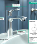 Metris Modern 1-Handle 7-Inch Tall Bathroom Sink Faucet In Chrome With EcoRight Water-Saving Tech, 1.2 GPM Flow, Sleek Designer Style, Easy Single-Handle Operation