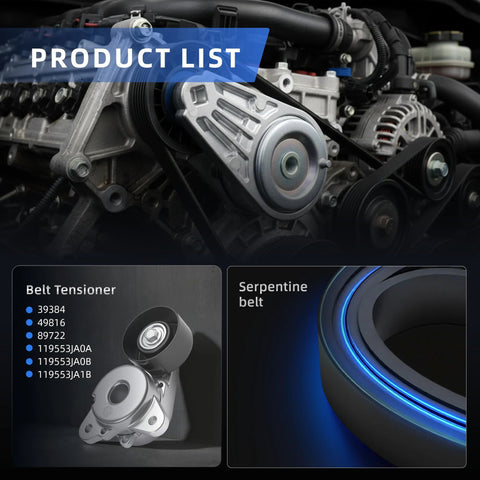 Serpentine Belt Drive Tensioner Kit For Nissan Altima Maxima Murano Pathfinder Quest 2013 Through 2020 And Infiniti JX35 QX60 2014 Through 2020 Replace 39384 Easy Install Belt Tensioner Assembly With Durable Components No Brainer Fit For Quick Replacement