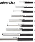 Kengbi 9Pc Steel Punch Set With Grip Handles, Multi Size Round Head Roll Pins And Starter Tools For Mechanics Plus Chisels To Repair Engines Or Cars Like Pro. size chart for steel punch set, 1/16 to 5/16, with grip handles