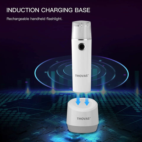 3 Pack Emergency Flashlight And Night Light Kit showing rechargeable LED flashlight on induction charging base