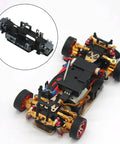 Side view of RC car with Carbon Fiber Chassis Motor Mount Plate For WLtoys K989 284131 RC 1 By 28 Scale Beefed Up Upgrade Kit
