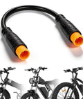 Three Pin E Bike Throttle Connector Cable Male To Male For Thumb Or Twist Throttle Sensor Brake Lever Waterproof Motor Compatible Adapter Plug And Play E Bike Cable shown over e-bike illustrations