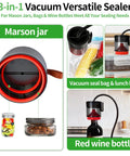 Auriswell Electric Mason Jar Vacuum Sealer Kit For Wide And Regular Mouth Jars With Powerful Suction Automatic One Button Operation ideal for sealing mason jars, bags, and wine bottles.