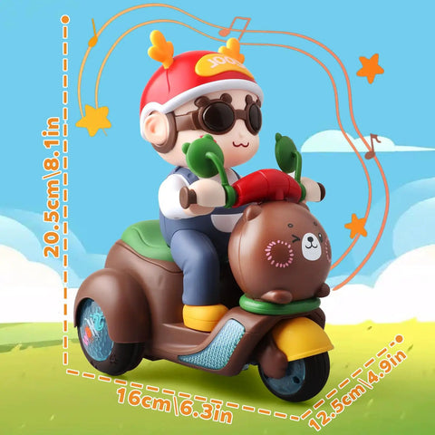 360 Degree Rotating Stunt Trike Toy Car With Music And Lights, Super Cool Electric Toy Motorcycle For Kids, Interactive Musical Toy For Toddlers, Kid Friendly Durable Safe Entertainment Gift For Christmas And Birthday 20.5cm x 16cm