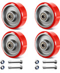 3 Inch Caster Wheels Set Of 4 Beefy Heavy Duty Polyurethane On Cast Iron Casters with bolts and nuts