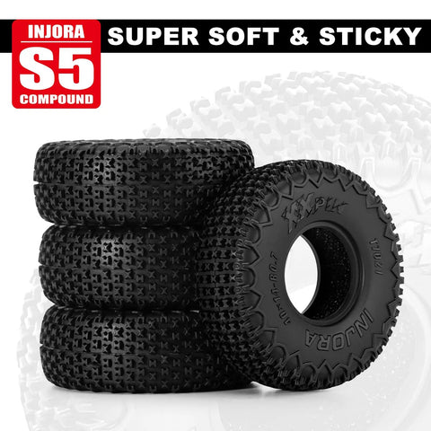 XHX 0.7 Inch Pin Tires 40x14mm For 1 To 30 Scale Axial SCX30 RC Car With Soft Sticky S5 Compound And Silicone Rubber Inserts TI07 40 14