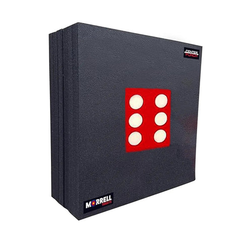 35 Inch Layered Foam Archery Target Block With Knockout High Roller Insert For Compound Bow And Crossbow Range Training Black Red side view with target spots