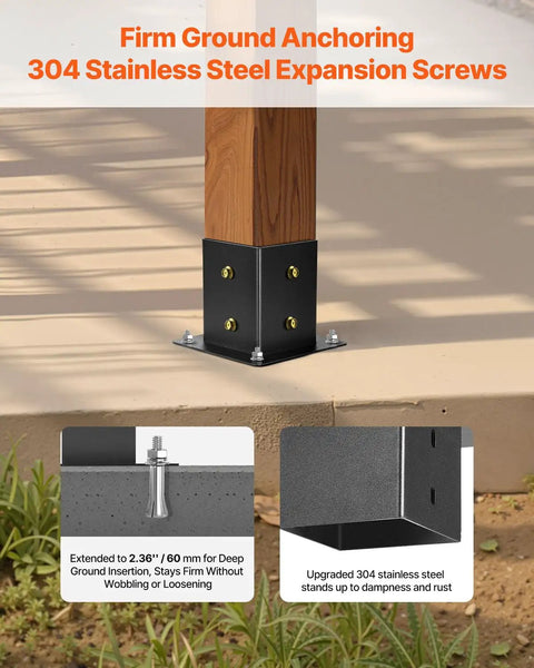 Killer Quality Carbon Steel Pergola Brackets Made To Fit 4x4 Wood Posts Like A Champ With Solid 3 Way Slanted Hardware Plus Rugged Screws And Base Plates For Backyard Deck Builds installed with 304 stainless steel expansion screws.