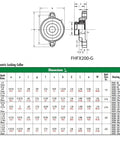 Technical diagram of FHF200-G eccentric locking collar with dimensions, related to FHFX205-16 Two Bolt Flange Bearing Unit.