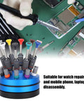 Precision Screwdriver Set For Electronics Repair With High Torque 10 Piece Professional Tool Kit with rotating stand