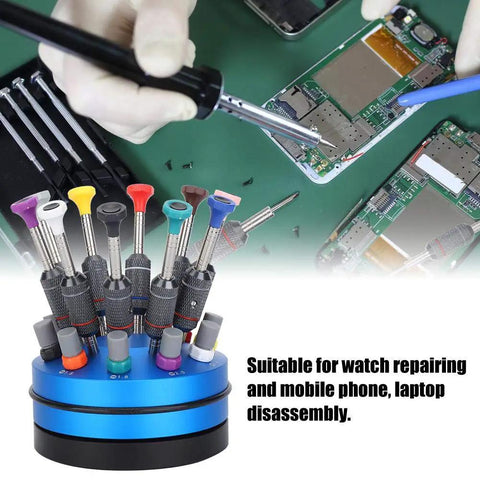 Precision Screwdriver Set For Electronics Repair With High Torque 10 Piece Professional Tool Kit with rotating stand