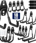 Heavy Duty Garage Hooks 18 Pack With Anti Slip Coating And 3 Organizing Straps Durable Steel Hangers for tools and storage