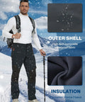 Man wearing Men's Ski Waterproof Insulated Softshell Snow Pants With Fleece Lining And Zipper Pockets For Snowboarding And Outdoor Winter Activities Dark Gray 42W By 32L in snowy landscape