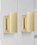 Top Shelf 20 Pack Square Cabinet Knobs Brushed Gold Single Hole Drawer Pulls Solid Zinc Alloy Heavy Duty Kitchen Cupboard Hardware on white cabinets.