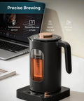 Side view of Electric Tea Kettle With Tea Infuser, One Degree Fahrenheit Precision, 1200W Rapid Heating, BPA Free Glass, 1 Liter Capacity