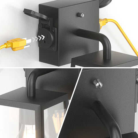 Super Durable Dusk To Dawn Porch Lights Packed With Two Outlets That Are Waterproof And Anti Rust In Black Finish For Your Garage Patio Or Garden